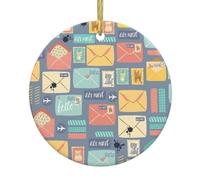 Papeterie postale Imprimer des ornements personnalisés en céramique, décorations d'arbre de Noël, souvenir, ornements amusants