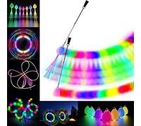 Papi Dada Lot de 2 LED Poi Lumineux - Bolas Lumineuse pour Jonglerie et Cirque | 1 Paire de Boules Lumineuses Rechargeables et Fibres Optiques | Kit Multicolore pour Débutants et Professionnels