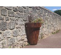 PAPI Demi pot de fleurs rond en PEHD finition Corten - 80 x 39 x 82 cm - POT-1/2-800-CORTEN