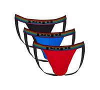 Papi Men's 3pk Jock Straps sous-vtement, Lychee/Bleu Prince/Noir, M Homme