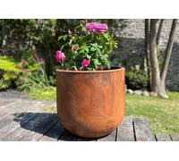 PAPI Pot de fleurs en PEHD finition corten avec évacuation - Lune - LUNE-600-CORT