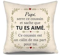 Papi Serre ce Coussin et sache Que tu ES aimé Ce Coussin est Un câlin de ma Part pour toi Housse de Coussin pour Grand-père Anniversaire Fête des Pères Cadeau de Noël (Papi)