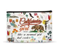 Papiailove Trousse de maquillage californienne - Cadeau de voyage en Californie pour fille, femme, amoureuse, accessoires californiens, souvenirs, vacances, trousse de maquillage amusante en toile