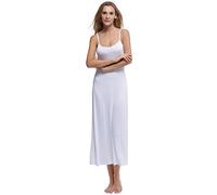 Papicutew Robe longue sans manches pour femme, BLANC, L