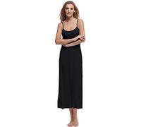 Papicutew Robe longue sans manches pour femme, Noir, M