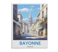 Papier 1000 Pièce Puzzle，Bayonne France Poster de Voyage Vintage，Puzzles Adultes Jeux Stress Divertissement Jouets Puzzles Maison Cadre Photo Décoration Murale（38x26cm）-C11