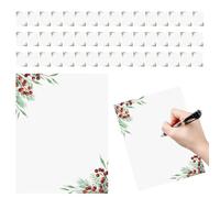 Papier à en-tête de Noël - 50 pièces de qualité supérieure à texture lisse, motif imprimé de bordure décorative, parfait pour les messages manuscrits et les invitations festives, feuilles épaisses