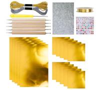 Papier À Feuilles - Ensemble D'artisanat De 30 Cm Avec Outils De Gaufrage | 17 Pièces Kits De Feuilles De Feuille D'aluminium Pour Projets Artistiques | Brillant D'argent Or Pour Peindre Des Ornements