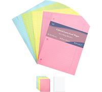 Papier À Feuilles Mobiles Coloré À Lignes Larges, 100 Feuilles, 20,3 X 26,7 Cm, Perforé À 3 Trous, Papier Pour Cahier, Papier Ligné, Papier Pour Classeur, Papier À Lettre, Papier De[Z250]