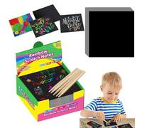 Papier à gratter arc-en-, feuilles à gratter noires, blocs de gribouillage pour filles et à partir de 3 ans, art du papier pour fêtes d'anniversaire, jouets de bricolage d'Halloween