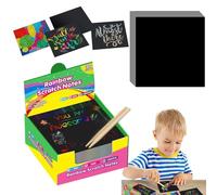 ,Papier à gratter arc-en-| Papier à gratter noir | Tampons de gribouillage pour filles et garçons âgés de 3 ans et plus, art en papier pour cadeaux de fête d'anniversaire, jouets artisanaux d'Hallowee