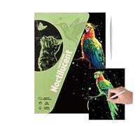 Papier À Gratter pour Les | Ensemble d'art À Scratch À Scratch À La Main De 4 - Paysage De Taille A4 Et Art Animal, Jouets De Cartes De Graffiti, Fournitures Artisanales Grattez Doucement pour