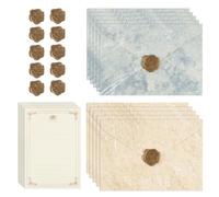 Papier a Lettre avec Enveloppe 35 Pièces Vintage Enveloppe Set avec 10 Enveloppes et 10 Cachets de Cire et 15 A5 Papier Lettre pour Cartes Invitation Mariage Anniversaire(Beige)