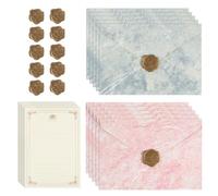 Papier a Lettre avec Enveloppe 35 Pièces Vintage Enveloppe Set avec 10 Enveloppes et 10 Cachets de Cire et 15 A5 Papier Lettre pour Cartes Invitation Mariage Anniversaire(Rose)