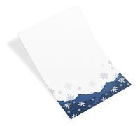 Papier à lettre Noël, 50 feuilles: papier de correspondance A4 décor flocons, feuille pour écrire invitation fête, set papeterie hiver imprimable bleu blanc