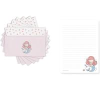 Papier À Lettre Pour Enfant - Motif Sirène - Bloc-Notes Avec Lignes - Format A5 Avec 50 Feuilles Lot De 20 Enveloppes - Papier À Lettre Pour Fille
