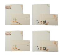 Papier à Lettres avec Enveloppe Set,24 Papier à Lettres avec 12 Enveloppes,Style Félin,pour Bureau Maison Ecole Cadeaux Invitation