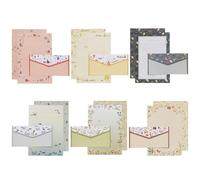 Papier à Lettres avec Enveloppes Set A5, 54 Pièce 6 Style Floral Animal Ensemble Enveloppe Papier à Lettre, 36 Papier à Lettres Motif et 18 Enveloppes pour Invitations, Cadeaux, Maison, l'école