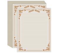 Papier à lettres ligné vintage - Papier papeterie pour écrire des lettres, 50 feuilles de lignes et motif de bordure antique pour papeterie, papiers à écrire, invitations et notes, 100 g/m², 21,6 x