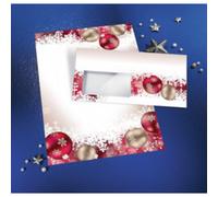 SIGEL Papier à lettre Noël DP041 – boules de Noël – A4 (21×29,7 cm) 90 g/m², 100 feuilles rouge/doré