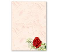Papier à motif Fleurs & Pétales, Amour & Mariage ROSE ROUGE 20 feuilles DIN A4 - Paper-Media
