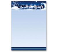 Papier à motif Noël, Saisons - Hiver VILLAGE D´HIVER ? BLEU 20 feuilles DIN A4 - Paper-Media
