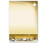 Papier à motif Noël, Saisons - Hiver VILLAGE D´HIVER - OR 20 feuilles DIN A4 - Paper-Media