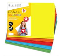 Papier A3 Couleur - Feuilles A3 80g Pour Imprimante Jet d'Encre et Laser, Ramette Papier Pour Loisirs Créatifs, Bricolage et Décoration M-office (250 feuilles, Sélection Forte)