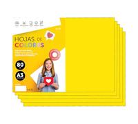 Papier A3 Couleur - Feuilles A3 80g Pour Imprimante Jet d'Encre et Laser, Ramette Papier Pour Loisirs Créatifs, Bricolage et Décoration M-office (500 feuilles, Jaune Intense)