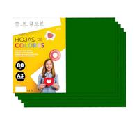 Papier A3 Couleur - Feuilles A3 80g Pour Imprimante Jet d'Encre et Laser, Ramette Papier Pour Loisirs Créatifs, Bricolage et Décoration M-office (500 feuilles, Vert Foncé)