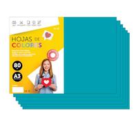 Papier A3 Couleur - Feuilles A3 80g Pour Imprimante Jet d'Encre et Laser, Ramette Papier Pour Loisirs Créatifs, Bricolage et Décoration M-office (100 feuilles, Bleu Turquoise)