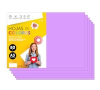 Papier A3 Couleur - Feuilles A3 80g Pour Imprimante Jet d'Encre et Laser, Ramette Papier Pour Loisirs Créatifs, Bricolage et Décoration M-office (500 feuilles, Lilas)