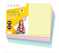 Papier A3 Couleur - Feuilles A3 80g Pour Imprimante Jet d'Encre et Laser, Ramette Papier Pour Loisirs Créatifs, Bricolage et Décoration M-office (500 feuilles, Sélection Pastel)
