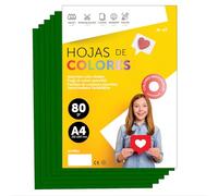Papier A4 Couleur - Feuilles A4 80g Pour Imprimante Jet d'Encre et Laser, Ramette Papier Pour Loisirs Créatifs, Bricolage et Décoration M-office (500 feuilles, Vert Foncé)