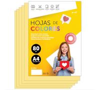 Papier A4 Couleur - Feuilles A4 80g Pour Imprimante Jet d'Encre et Laser, Ramette Papier Pour Loisirs Créatifs, Bricolage et Décoration M-office (500 feuilles, Crème)