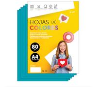 Papier A4 Couleur - Feuilles A4 80g Pour Imprimante Jet d'Encre et Laser, Ramette Papier Pour Loisirs Créatifs, Bricolage et Décoration M-office (250 feuilles, Bleu Turquoise)