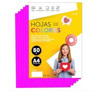 Papier A4 Couleur - Feuilles A4 80g Pour Imprimante Jet d'Encre et Laser, Ramette Papier Pour Loisirs Créatifs, Bricolage et Décoration M-office (100 feuilles, Rose Fluo)
