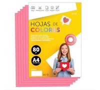 Papier A4 Couleur - Feuilles A4 80g Pour Imprimante Jet d'Encre et Laser, Ramette Papier Pour Loisirs Créatifs, Bricolage et Décoration M-office (500 feuilles, Rose)