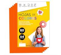 Papier A4 Couleur - Feuilles A4 80g Pour Imprimante Jet d'Encre et Laser, Ramette Papier Pour Loisirs Créatifs, Bricolage et Décoration M-office (100 feuilles, Orange Fluo)