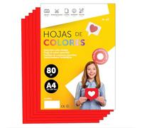 Papier A4 Couleur - Feuilles A4 80g Pour Imprimante Jet d'Encre et Laser, Ramette Papier Pour Loisirs Créatifs, Bricolage et Décoration M-office (500 feuilles, Rouge)