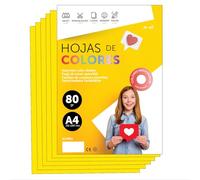 Papier A4 Couleur - Feuilles A4 80g Pour Imprimante Jet d'Encre et Laser, Ramette Papier Pour Loisirs Créatifs, Bricolage et Décoration M-office (500 feuilles, Jaune Intense)