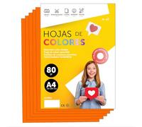 Papier A4 Couleur - Feuilles A4 80g Pour Imprimante Jet d'Encre et Laser, Ramette Papier Pour Loisirs Créatifs, Bricolage et Décoration M-office (100 feuilles, Orange)