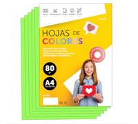 Papier A4 Couleur - Feuilles A4 80g Pour Imprimante Jet d'Encre et Laser, Ramette Papier Pour Loisirs Créatifs, Bricolage et Décoration M-office (500 feuilles, Vert Fluo)