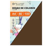 Papier A4, Ramette de papier A4, Feuilles A4 pour l'Artisanat, Paquet 100 Feuilles de Carton de Couleurs 80g, Carton de Couleurs pour l'Art et la Créativité - Ofituria (Brun)