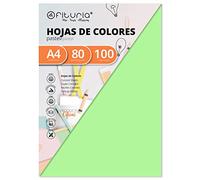 Papier A4, Ramette de papier A4, Feuilles A4 pour l'Artisanat, Paquet 100 Feuilles de Carton de Couleurs 80g, Carton de Couleurs pour l'Art et la Créativité - Ofituria (Vert clair)