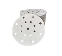 Papier abrasif à sec blanc, 6 pouces, 17 trous, disque de mastic automatique, flocage auto-adhésif for polisseuse(320grit,10 pcs)