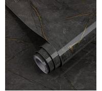 Papier Adhesif pour Meuble 40x300cm Adhesif Marbre Gris Foncé Imperméable Film Vinyle Papier Peint Marbre Décoratif Cuisine Salon