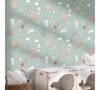 Papier Adhesif pour Meuble Ballon Lapin Vert Revetement Adhesif Meuble Imperméable Vinyle Cuisine Porte Salon Chambre Mur Décoration Papier Peint Autocollant 38.6x120.6 cm