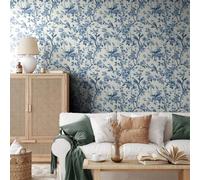 Papier Adhesif pour Meuble Bleu Beige Rétro Revetement Adhesif Meuble Imperméable Vinyle Cuisine Porte Salon Chambre Mur Décoration Papier Peint Autocollant 45x300 cm/1 rouleau