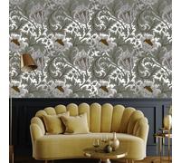 Papier Adhesif pour Meuble Bohémien Vert Gris Revetement Adhesif Meuble Imperméable Vinyle Cuisine Porte Salon Chambre Mur Décoration Papier Peint Autocollant 38.6x120.6 cm